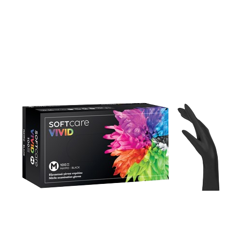 Soft Care Vivid Εξεταστικά Γάντια Νιτριλίου – Μαύρο