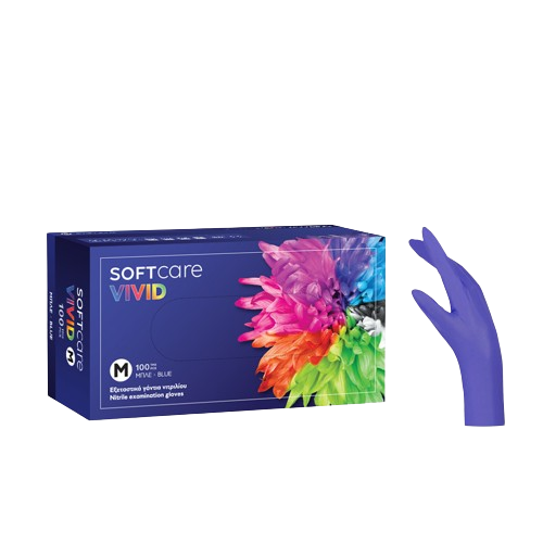 Soft Care Vivid Εξεταστικά Γάντια Νιτριλίου – Μπλε