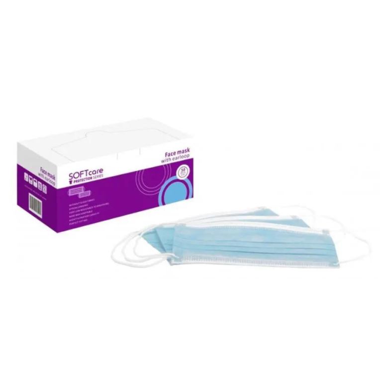 Soft Care Ιατρική Μάσκα 3ply Type II με Λάστιχο – Γαλάζιο (50τμχ)