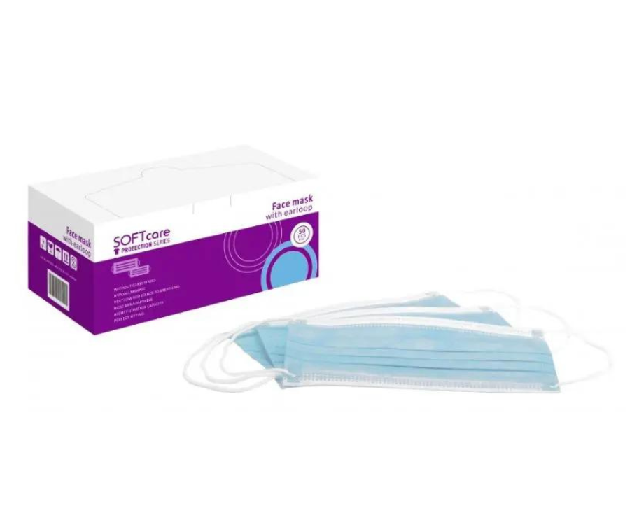 Soft Care Ιατρική Μάσκα 3ply Type II με Λάστιχο – Γαλάζιο (50τμχ)