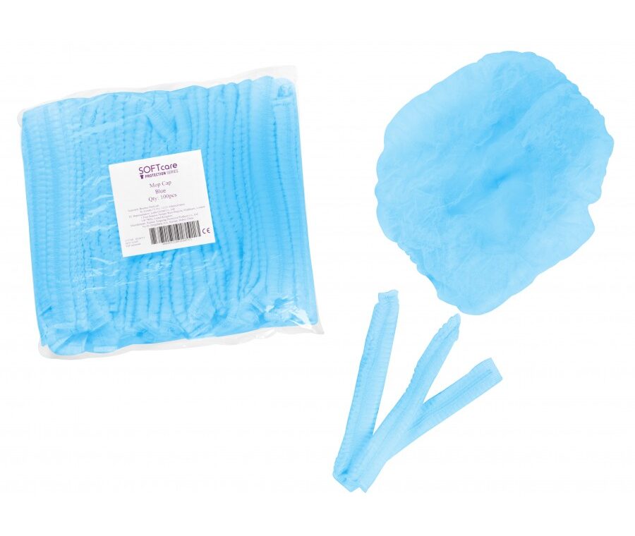 Σκούφια Non Woven Ακορντεόν Γύρω Λάστιχο – Μπλε (100τμχ)