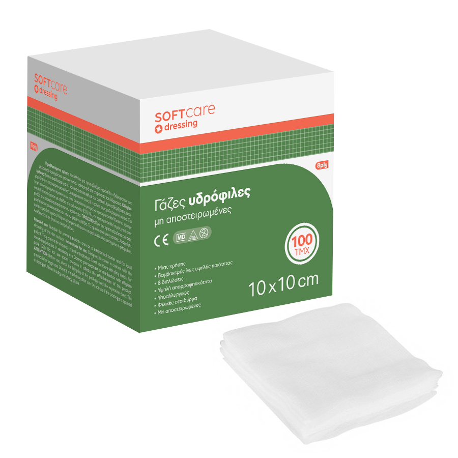 Soft Care Γάζες Απλές - 10cm x 10cm